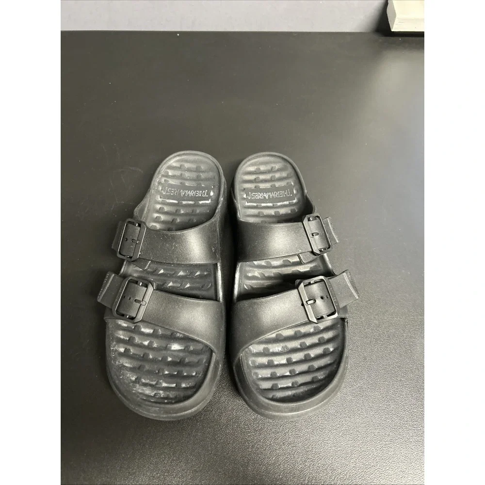Thermarest Men's 13 Black Slide Slip On Sandals Waterproof Comfort Travel Buckle
